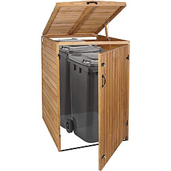 Decoshop26 Abri de poubelles extérieur conteneurs à ordures avec couvercle jusqu'à 2 bacs 126x79,5x98 cm en bois certifié FSC marron 04_0005589