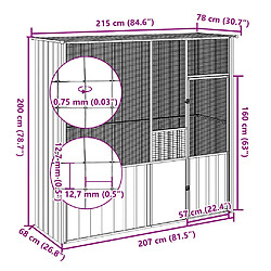 vidaXL Nichoir Anthracite 215x78x200 cm pas cher