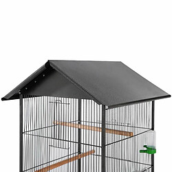 vidaXL Cage Oiseaux avec Toit - Acier Noir