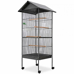 vidaXL Cage Oiseaux avec Toit - Acier Noir