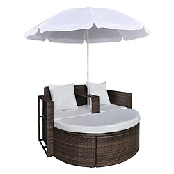 Acheter VidaXL Lit de jardin avec Parasol Marron