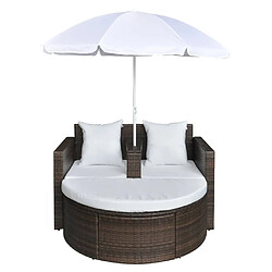 Avis VidaXL Lit de jardin avec Parasol Marron