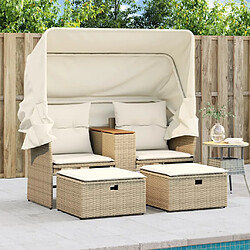 Avis vidaXL Canapé de jardin 2 places avec auvent - Beige