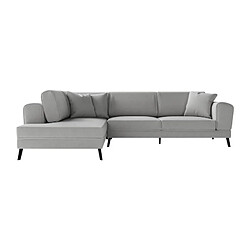 Loungitude Canapé d'angle gauche convertible IMPERIAL 5 places - Tissu gris clair - 2 coffres de rangement - L304 x P212 x H86 cm