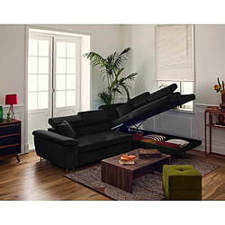 Bestmobilier Dimas - canapé d'angle droit 5 places - convertible avec coffre et têtières réglables - en velours