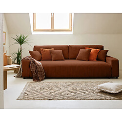 Lisa design Canapé droit 3 places convertible - Terracotta