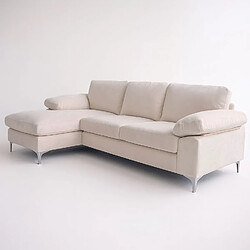 Concept Usine Canapé d'angle gauche 4-5 places en velours beige GALWAY pas cher