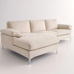 Avis Concept Usine Canapé d'angle gauche 4-5 places en velours beige GALWAY