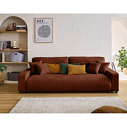Lisa design canapé droit convertible 3 places - Terracotta