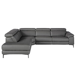 Angel Cerda Canapé d'angle relax gauche en cuir gris foncé