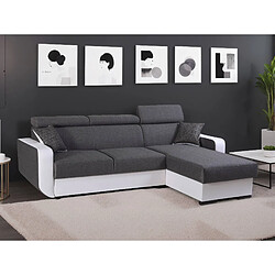 Lisa Design Dustin Canapé d'angle 4 places Blanc/Gris