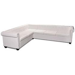 vidaXL Chesterfield - Canapé d'angle 6 places - Blanc