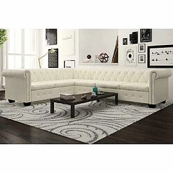 vidaXL Chesterfield - Canapé d'angle 6 places - Blanc