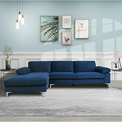 Avis Concept Usine Canapé d'angle gauche 4-5 places en velours bleu GALWAY