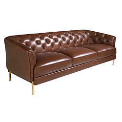 Angel Cerda Canapé 3 places Chester en cuir brun cognac