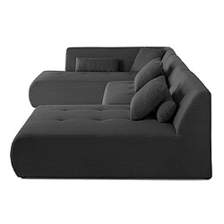 Lisa Design Onyx - canapé panoramique d'angle gauche 7 places - en velours côtelé pas cher