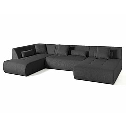Acheter Lisa Design Onyx - canapé panoramique d'angle gauche 7 places - en velours côtelé