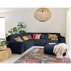 Lisa design Garance canapé modulable d'angle gauche - Bleu marine