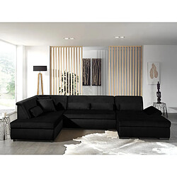 Lisa design Canapé panoramique angle gauche - Noir pas cher