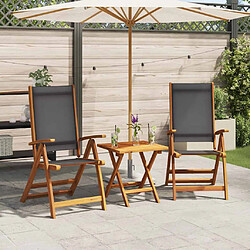 vidaXL Chaises pliables de jardin bois d'acacia et textilène - Lot de 2
