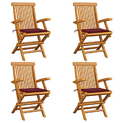 vidaXL Chaises de jardin avec coussins lot de 4 - Teck