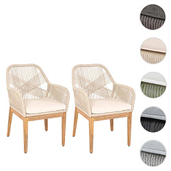 Mendler Lot de 2 chaises de jardin - Beige