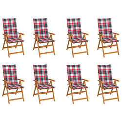 vidaXL Chaises inclinables de jardin et coussins lot de 8