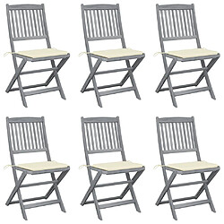 VIDAXL Chaises pliables avec coussins - Bois d'acacia