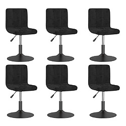vidaXL Lot de 6 Chaises Pivotantes - Noir Velours Chaises de salle à manger - Velours doux - Pivotantes 360° - Hauteur réglable - Pieds en acier