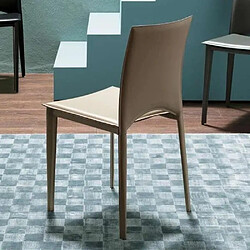 INSIDE 75 Chaises VIVA en cuir crème café - Lot de 2