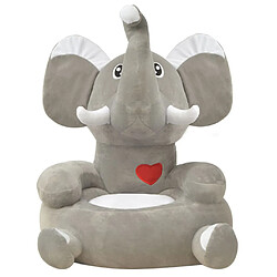 vidaXL Chaise Enfant Peluche - Éléphant Gris