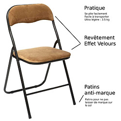 Avis Toilinux Lot de 6 Chaises pliantes effet velours - Ocre doré