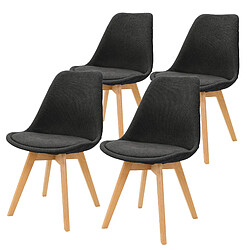 ML-Design Lot de 4 chaises scandinave - Noir