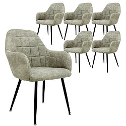 ECD Germany Chaises de salle à manger - Lot de 6 - Olive