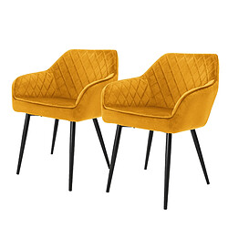 Chaise de salle à manger ML-Design - Lot de 2 - Jaune velours