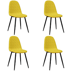 vidaXL Chaises à manger - Lot de 4 - Velours Jaune Moutarde