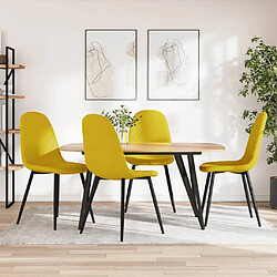 vidaXL Chaises à manger - Lot de 4 - Velours Jaune Moutarde