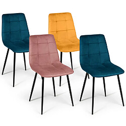 Idmarket MARKET Chaises MILA Lot de 4 - Velours Mix