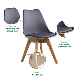 Life Interiors Lot de 4 chaises Lorenzo - Gris pas cher