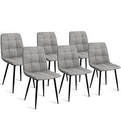 Idmarket market MILA - Lot de 6 chaises en velours gris clair