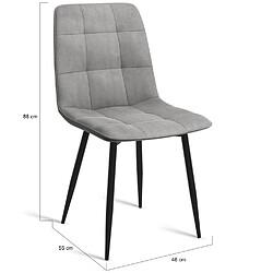 Idmarket market MILA - Lot de 6 chaises en velours gris clair pas cher