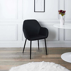 The Home Deco Factory Fauteuil Giulia - Lot de 2 en velours côtelé noir