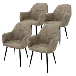 ecd germany Chaises - Set de 4 - Gris Beige