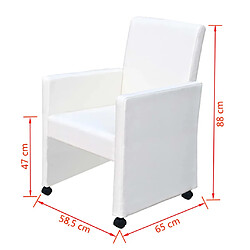 vidaXL Chaises à Manger - Lot de 4 - Blanc Similicuir pas cher