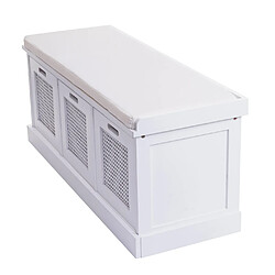 Mendler Banc de vestiaire rotin - Blanc
