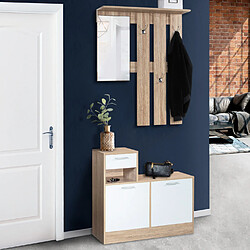 Idmarket MARKET Paulin vestiaire blanc avec miroir