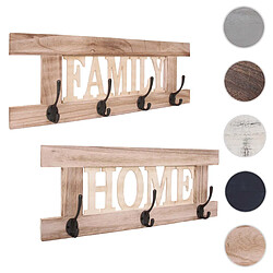 Mendler Lot de 2 portemanteaux muraux - Brun naturel