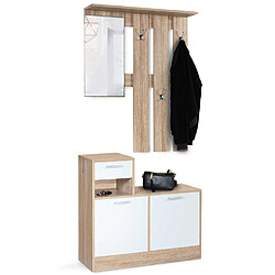 Idmarket MARKET Paulin vestiaire blanc avec miroir