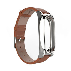 Wewoo Bracelet Cuir pour Xiaomi Mi Bande 2 - Brun