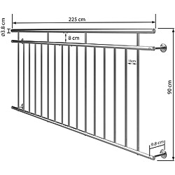 BCELEC Garde-corps de porte fenêtre 225x90cm
